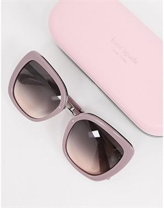 Квадратные солнцезащитные очки в пастельно розовой оправе Kate spade