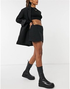 Черная мини юбка с запахом Sia Weekday