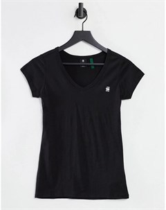 Черная футболка с V образным вырезом G-star