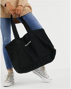 Черная парусиновая сумка тоут с вышивкой Nice Cool Asos design