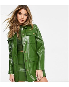 Зеленая куртка на пуговицах из искусственной кожи под крокодила Fila