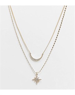 Золотистое многоярусное ожерелье со звездой и полумесяцем Inspired Reclaimed vintage