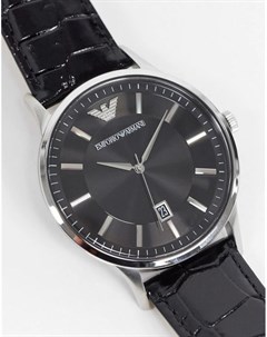 Часы с черным кожаным ремешком AR11186 Emporio armani