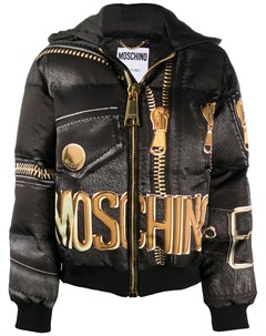 Куртка пуховик Macro Biker с принтом Moschino