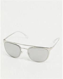 Серебристые солнцезащитные очки авиаторы Emporio armani