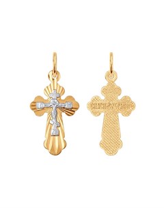 Крест из комбинированного золота с алмазной гранью Sokolov