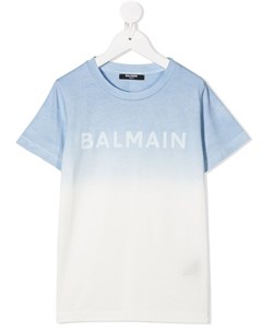 Футболка с эффектом омбре и логотипом Balmain kids