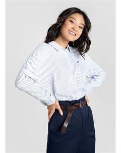 Хлопковая рубашка в полоску с вышивкой Ostin