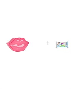 Увлажняющая маска для губ Нежное цветение 20 шт и влажные салфетки L 20 шт Manuoki Beauty style