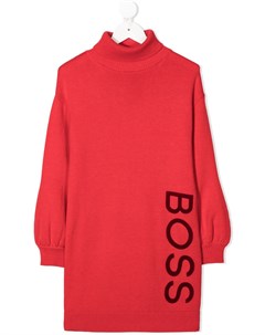 Платье с высоким воротником и логотипом Boss kidswear