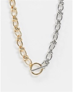 Ожерелье цепочка серебристого и золотистого цвета с звеньями узлами Asos design
