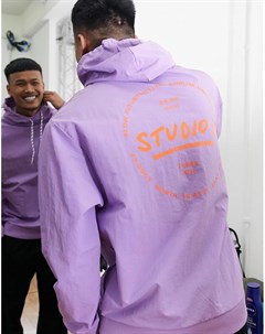 Худи в стиле oversized из нейлона с принтом апельсина на спинке Asos design