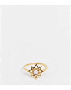 Позолоченное кольцо из стерлингового серебра с опалом и звездой с исходящими от неё лучами Asos design