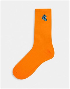 Оранжевые носки с вышивкой в виде кричащей руки Santa cruz