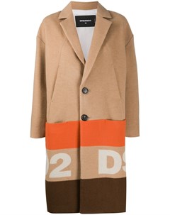 Однобортное пальто кокон с логотипом Dsquared2