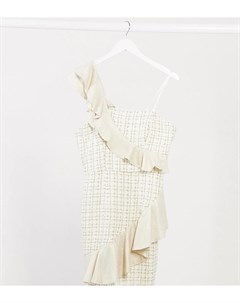 Эксклюзивное платье мини из букле с рюшами кремового и золотистого цвета Lusso the label