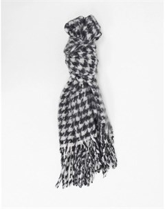Длинный пушистый шарф с монохромным узором гусиная лапка Asos design
