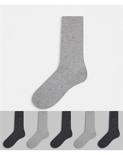 Набор из 5 пар носков серого цвета Burton menswear