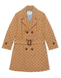 Двубортное пальто с узором GG Supreme Gucci kids
