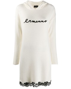 Трикотажное платье с контрастным логотипом Ermanno ermanno