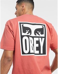 Красная футболка с двумя принтами в виде глаз Obey