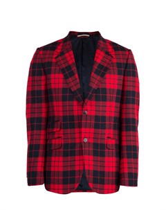 Шерстяной пиджак в шотландскую клетку с тремя карманами Gucci