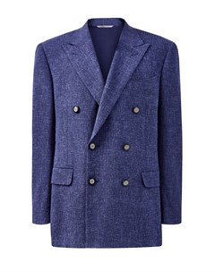Двубортный пиджак из шерсти и льна с фигурными лацканами Canali