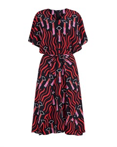 Шелковое платье с контрастным принтом Lipstick Waves и поясом Valentino