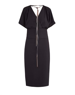 Элегантное платье с широким поясом и шейным украшением Broken Glass Brunello cucinelli