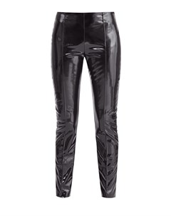 Черные брюки с глянцевым эффектом по поверхности и стрелками Valentino