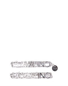 Серебристый браслет в стиле грандж с монограммой бренда Ermanno scervino