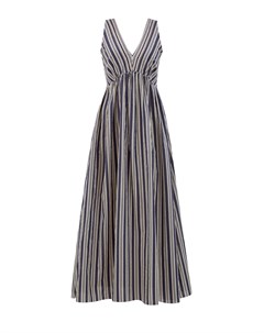 Платье из хлопка и шелка с декольтированной спинкой и вышивкой Мониль Brunello cucinelli