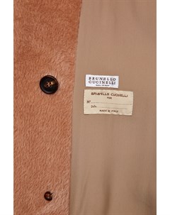 Двубортное пальто из шерсти альпака с фактурой меха Brunello cucinelli