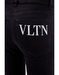 Однотонные джинсы skinny из денима с контрастным принтом Vlogo Signature Valentino