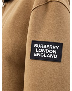 Шерстяное пальто с моделируемым капюшоном и аппликацией Burberry