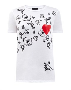 Хлопковая футболка с фактурным принтом и аппликацией Ermanno ermanno scervino