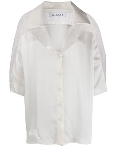 Атласная блузка с кружевными вставками Almaz