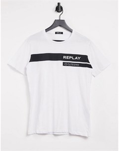 Белая футболка с логотипом и круглым вырезом Replay