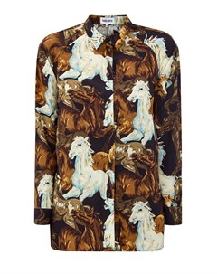 Шелковая блуза с архивным принтом Chevaux Kenzo