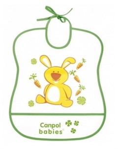 Нагрудник Зайчик пластиковый зеленый Canpol babies