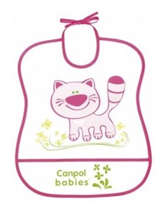 Нагрудник Котик пластиковый розовый Canpol babies