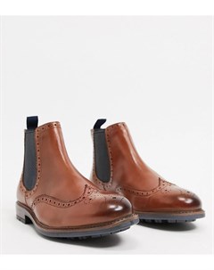Светло коричневые кожаные ботинки челси на широкую ногу с контрастной вставкой Silver street