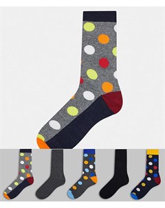 Набор из пяти пар разноцветных носков в горошек Jack & jones