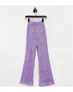 Сиреневые широкие брюки с завышенной талией с отделкой пайетками от комплекта Jaded rose petite