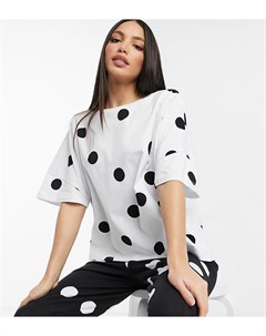 Эксклюзивный черно белый пижамный комплект из футболки и леггинсов в контрастный горошек ASOS DESIGN Asos tall