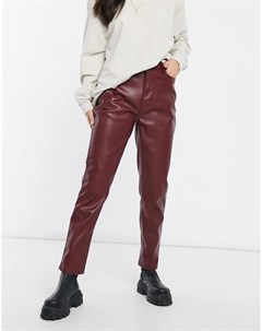 Бордовые прямые брюки из искусственной кожи Urban bliss