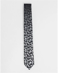 Черный галстук с выцветающим принтом черепов Twisted tailor
