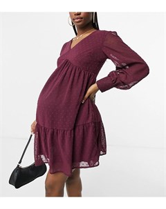 Бордовое платье мини с присборенной юбкой Violet romance maternity