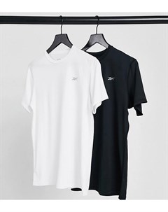 Набор из 2 спортивных приталенных футболок черного и белого цвета Reebok