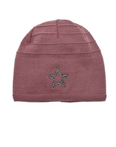 Темно розовая шапка со звездой из страз детское Maximo